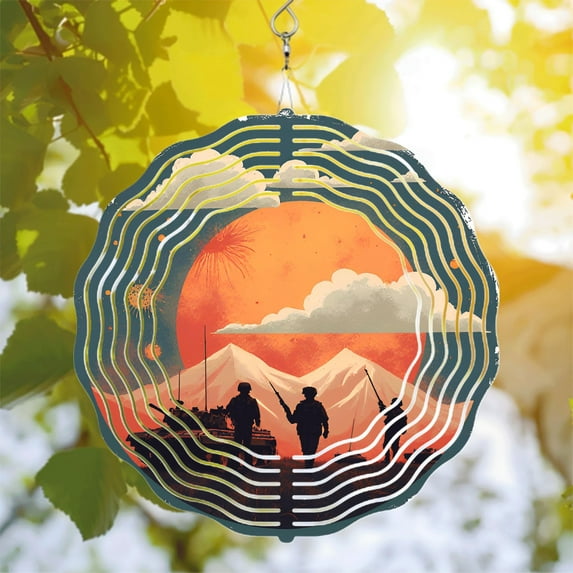 Stylized Circular Metal Wind Spinner with Concentric Wave Patterns ...