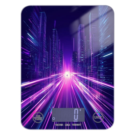 Stylized Cityscape Food Scale Digital Kitchen Scale Waterproof Grams Ounces lbs for For Baking and Cooking