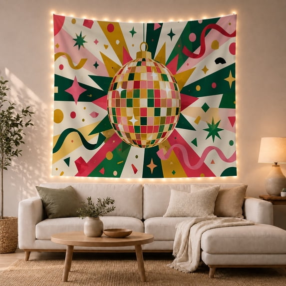 Stylized Disco Ball With As, Mystical Fantasy for Space Lovers, Galaxy Room Decor Statement Accent, Housewarming Gift, Tapestry Wall Hanging for Bedroom and Dorm