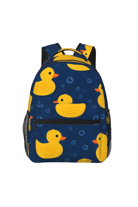 Stylized Duck Bubble Aesthetic Backpack Casual College Bag Zipper Laptop Daypack Hiking Rucksack Travel