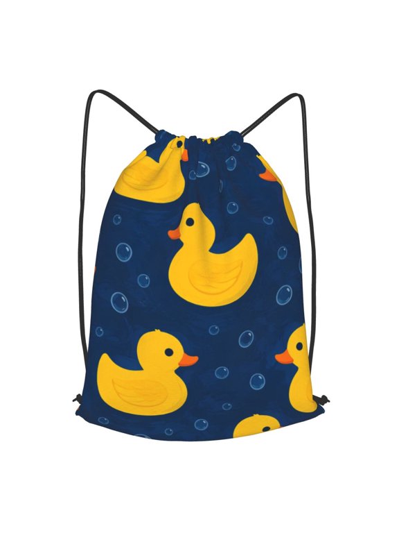 Stylized Duck Bubble Aesthetic Drawstring Backpack Gym String Bag Sports Sackpack Cinch Sack, M
