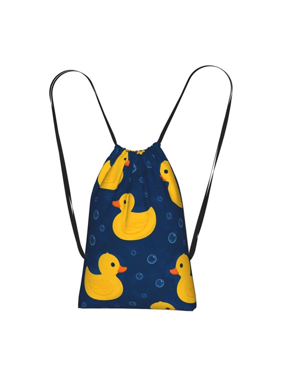 Stylized Duck Bubble Aesthetic Packable Drawstring Backpack, Lightweight Foldable Cinch Storage Bag for Gym Travel Shopping