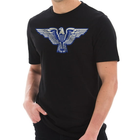 Stylized Eagle Graphic Design Ring Spun Combed Cotton Short Sleeve Deluxe Jersey T-Shirt - Black 2XL