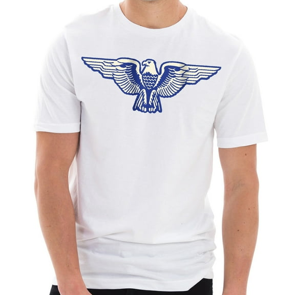 Stylized Eagle Graphic Design Ring Spun Combed Cotton Short Sleeve Deluxe Jersey T-Shirt - White 3XL