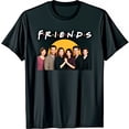 thumbnail image 1 of Stylized 'FRIENDS' T-Shirt with Colorful Dot Vowels & Iconic Cast Photo Black Tee, 1 of 5