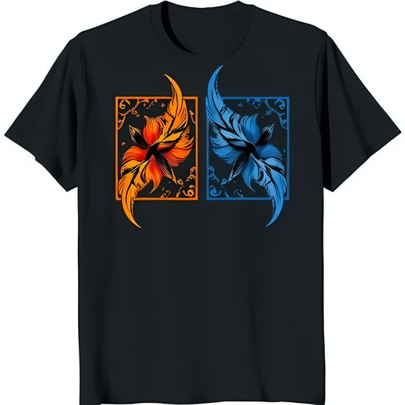 Stylized Fish Graphic Black T-Shirt Vibrant