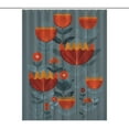 thumbnail image 1 of Stylized Floral Artwork Orange Teal Design Shower Curtains - Bath Shower Curtain Set with 12 Hooks for Adults Kids Bathroom Decor Accessories, 1 of 7