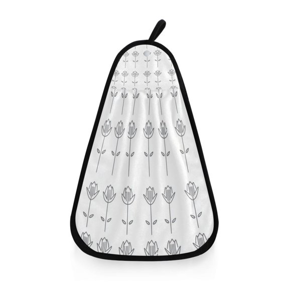 Stylized Flowers Pattern Hanging Towel Hand Towel 16.53x12.20in Quick-Drying for Kitchen and Bathroom Use