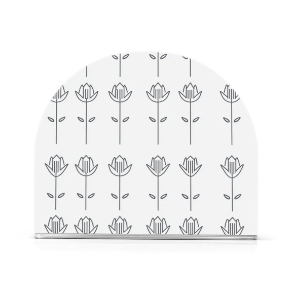 Stylized Flowers Pattern Thick U Shape Acrylic Napkin Holder Non Slip Space Saving for Kitchen