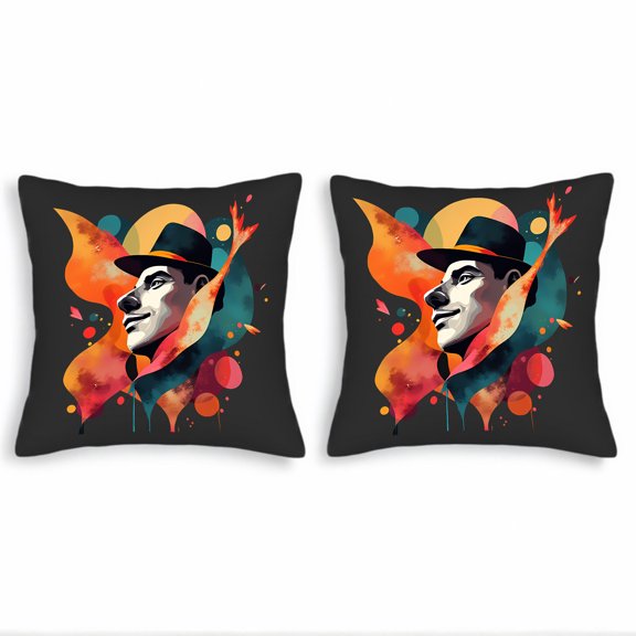 Stylized Geometric Throw Pillow Covers 18x18in Set of 2 - Vibrant Abstract Design for Couch Bed Car