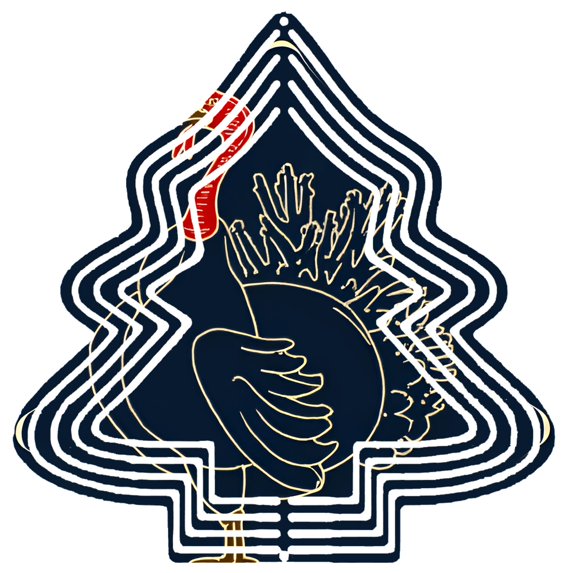 Stylized Gold Turkey Wind Spinner - Tree-Shaped Metal Garden Decoration with Red Accents Perfect for Holiday Yard Decor