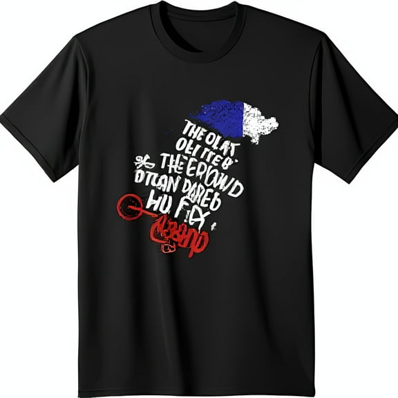 Stylized Graphic Black T-Shirt with Graffiti Lettering Unique Design