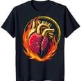thumbnail image 1 of Stylized Heart T-Shirt: & Design with Fiery Unique Black Tee, 1 of 5