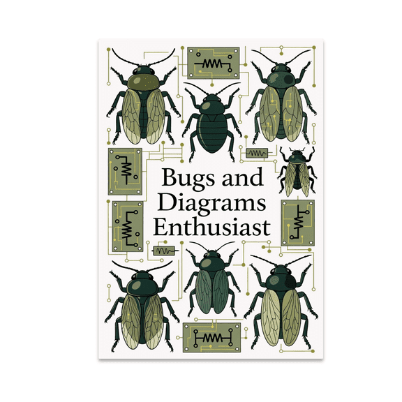 Stylized Insect Diagrams with Circuit Board Patterns - Bugs and Diagrams Enthusiast - 13x19 Poster Print