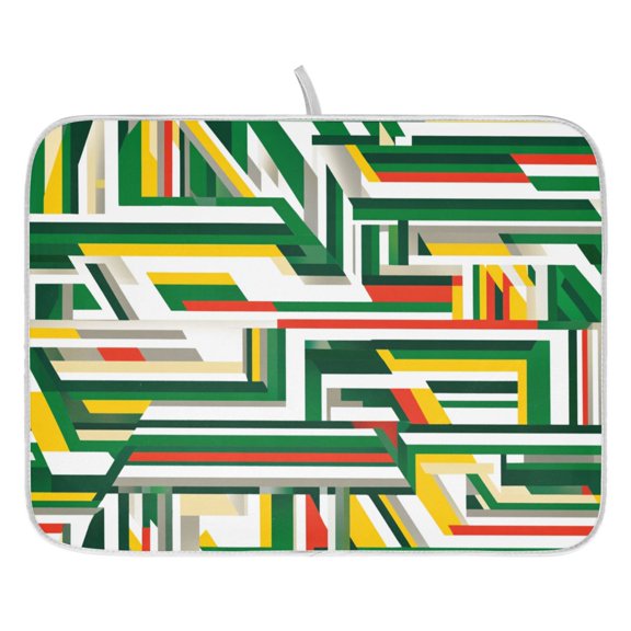 Stylized Line Design Dish Drying Mat for Kitchen, Quick Drying Absorbent Soft Durable 18 x 24"