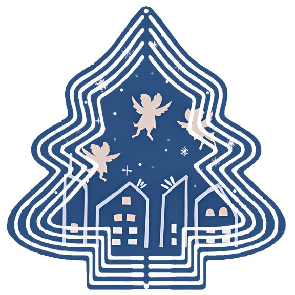 Stylized Metal Christmas Tree Wind Spinner - Angelic Figures & Snowflakes Design for Festive Yard & Garden Decor