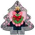 thumbnail image 1 of Stylized Metal Christmas Tree Wind Spinner - Features Star Candy Canes & Holly Design - Perfect for Yard & Garden Decor, 1 of 7