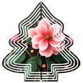 thumbnail image 1 of Stylized Metal Christmas Tree Wind Spinner - White Outline with Pink Flower Green Leaves & Orange Berries - Perfect for Garden Decor, 1 of 7
