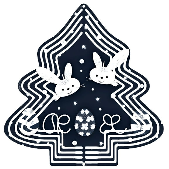 Stylized Metal Christmas Tree Wind Spinner with Intricate Patterns & Festive Egg Base - Perfect for Garden & Yard Decor