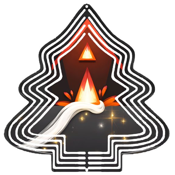 Stylized Metal Hanging Christmas Tree Wind Spinner - Abstract Design with Concentric Circles & Cascading Elements for Garden Decor