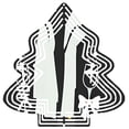 thumbnail image 1 of Stylized Metal Hanging Christmas Tree Wind Spinner - Abstract Design with Concentric Circles Suit Jacket Lines and Elegant Accents, 1 of 7