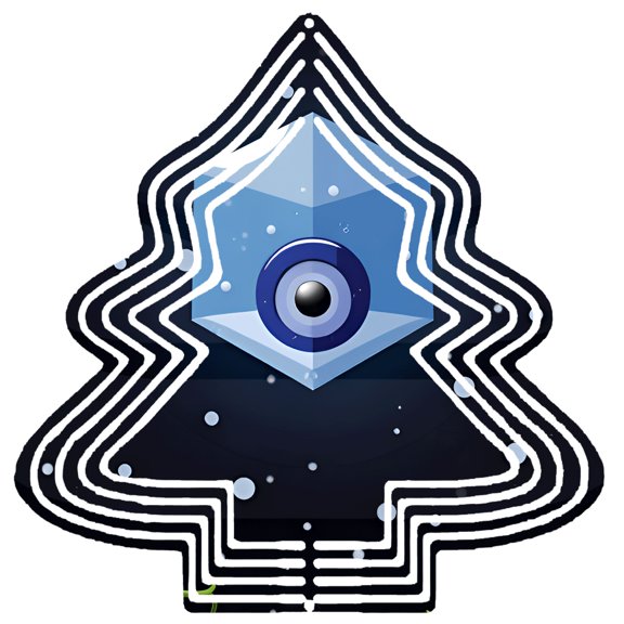 Stylized Metal Hanging Christmas Tree Wind Spinner - Abstract Eye Design with Concentric Waves Perfect for Garden Decor