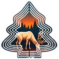 thumbnail image 1 of Stylized Metal Hanging Christmas Tree Wind Spinner - Geometric Deer Design with Concentric Circles for Garden & Yard Decor, 1 of 7