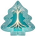 thumbnail image 1 of Stylized Metal Hanging Christmas Tree Wind Spinner - Geometric Pattern Design with Glowing Trunk & Roots for Garden Decor, 1 of 7