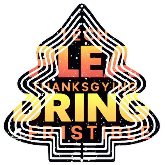 Stylized Metal Hanging Christmas Tree Wind Spinner - Retro Design with Black Outline White Branches and Festive Colors for Garden Decor