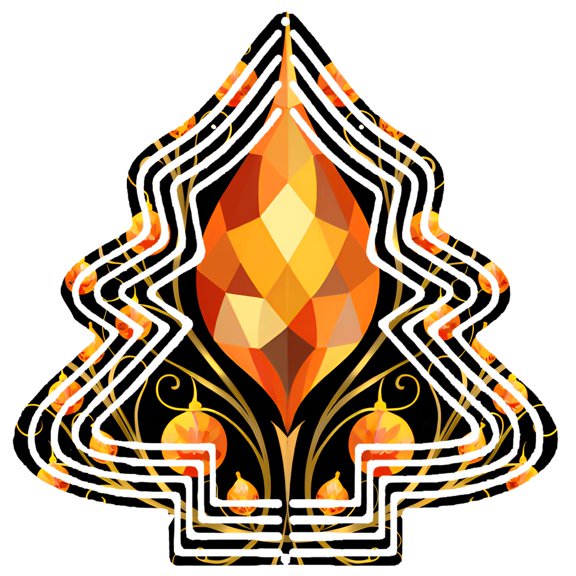 Stylized Metal Hanging Christmas Tree Wind Spinner - Vibrant Gemstone Design with Intricate Patterns for Garden Decor