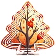 thumbnail image 1 of Stylized Metal Hanging Christmas Tree Wind Spinner - Vibrant Red Flowers & Orange Spheres Geometric Layered Design for Garden Decor, 1 of 6