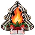 thumbnail image 1 of Stylized Metal Hanging Christmas Tree Wind Spinner - Zigzag Pattern Flame Center Holly & Berries Design for Yard & Garden Decor, 1 of 7