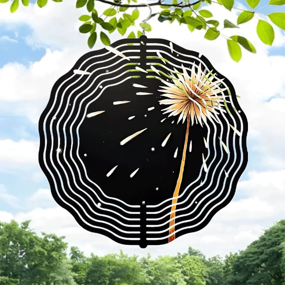 Stylized Metal Hanging Wind Spinner - Abstract Design with Radiating Perfect for Yard & Garden Decor
