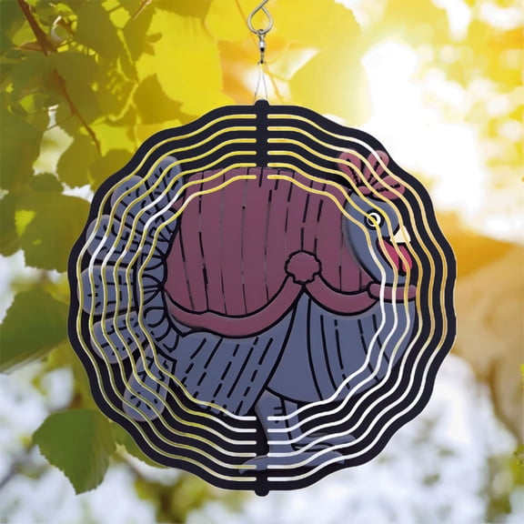 Stylized Metal Hanging Wind Spinner with Turkey Design & Sound Wave Pattern - Unique Wind Chime for Yard & Garden Decor