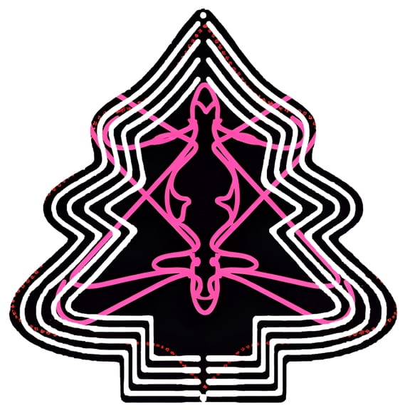 Stylized Metal Tree-Shaped Wind Spinner - Abstract Concentric Circle Design for Garden Decor - Meditative Balance & Harmony