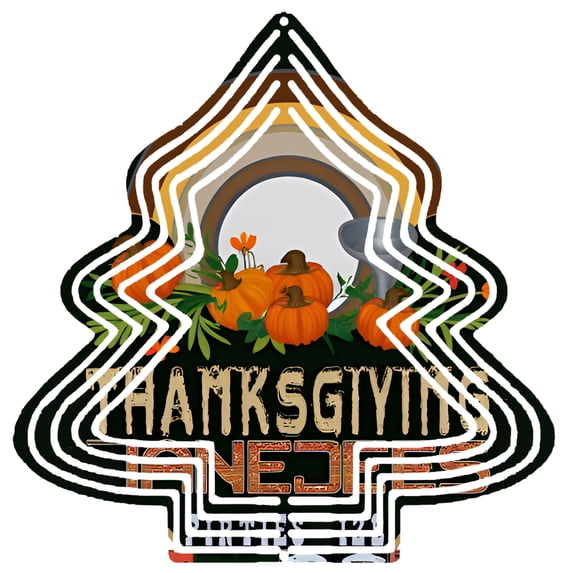Stylized Metal Tree Wind Spinner - Layered Design with Pumpkins & Leaves Concentric Circles Perfect for Autumn Garden Decor