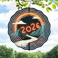 thumbnail image 1 of Stylized Metal Wind Spinner with Winding River & Mountain Design Neon ' 2026 ' Accent Perfect for Yard & Garden Decor, 1 of 6