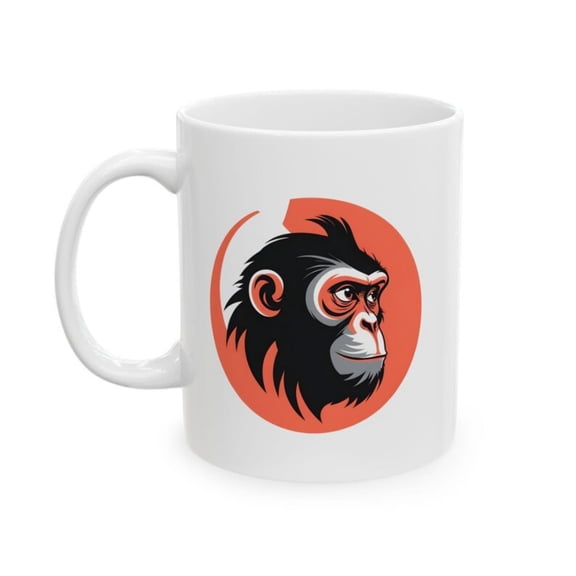 Stylized Monkey Ceramic Mug Coffee Cup Gift Animal Lover Kitchen Dr, Tea Cup, Hot oa Mug, Funny Monkey Mug, Novelty Gift, Home Office.