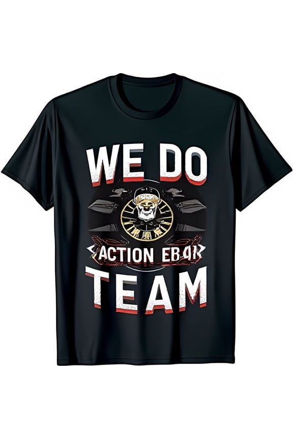 Stylized Motorcycle T-Shirt We Do Action EBA Team Graphic Tee