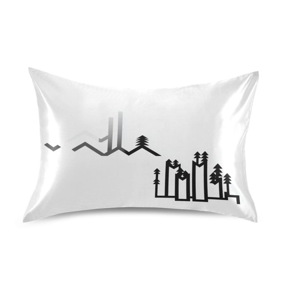 Stylized Mountain Range Luxury Silky Soft Pillowcase Standard Size Wrinkle Resistant Envelope Closure 20x26in
