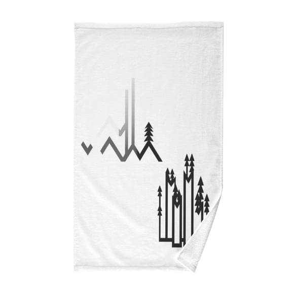 Stylized Mountain Range Soft 100% Cotton Towel, High Absorbency, Single Pack, 16" x 28"