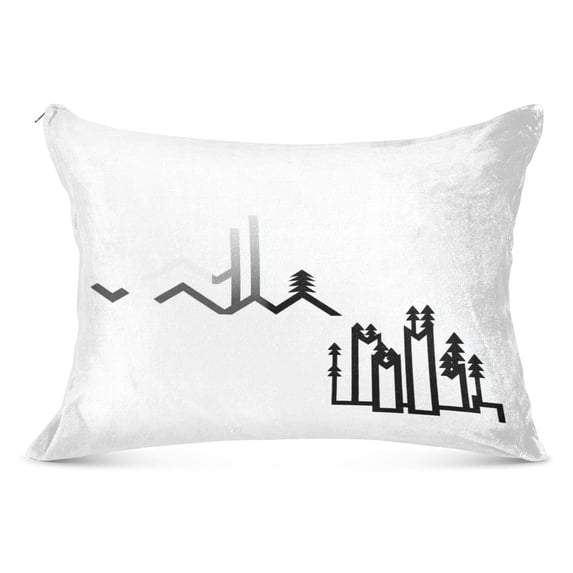 Stylized Mountain Range Soft Plush Pillow Cover, Zippered Design, Comfortable for Bedroom and Sofa
