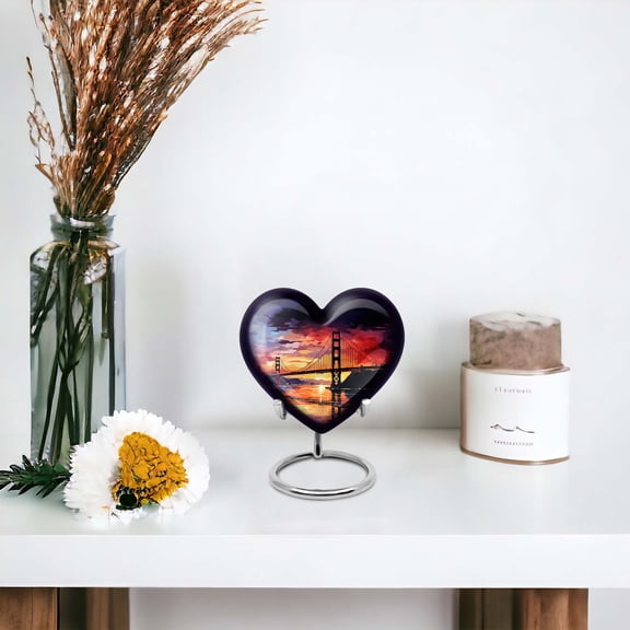 Stylized Painting Golden Gate Bridge Small Urns For Human Ashes Adult - Ashes Urns Human Remains - Small Urns For Dad - Urn For Human Ashes - Ashes Urn Adult (Size -3inch,2Pcs)