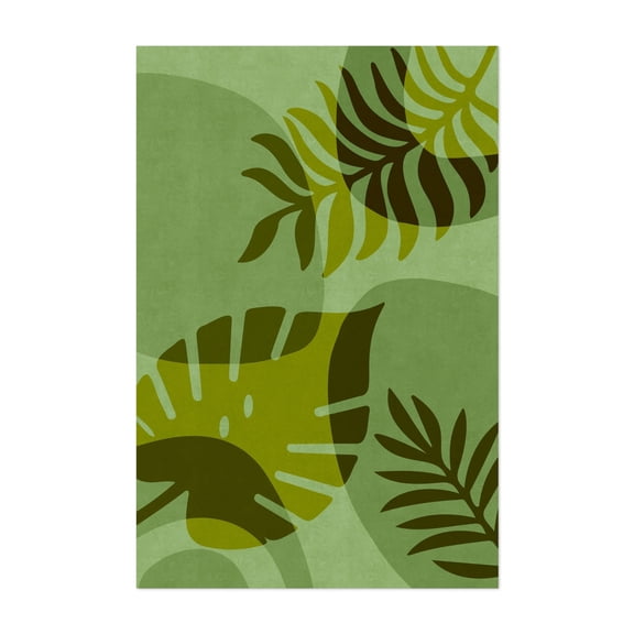 Stylized Palm Rhapsody Green - Painting Unframed Wall Art Print 5 x 7 inches