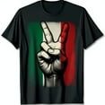 thumbnail image 1 of Stylized Peace Sign Black T-Shirt with Italian Colors Unique Graphic Tee, 1 of 5