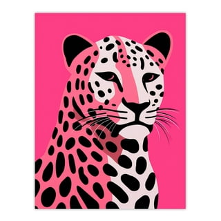 White Leopard On Pink Print Design | Animal Art | Home Decor | Living Room/  Bedroom/Kitchen Wall Art | A5/A4/A3/A2/A1/5x7/4x6