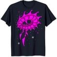 thumbnail image 1 of Stylized Pink Eye Design Black T-Shirt with White Accents Casual Wear, 1 of 5