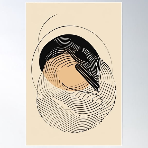 Stylized Platypus Graphics: Curves And Contours Poster Wall Art, Modern Wall Decor For Living Room Bedroom, 24x36 UNFRAMED