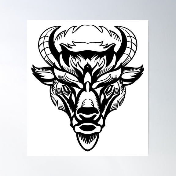 Stylized Portrait Of Bison Poster Wall Art, Modern Wall Decor For Living Room Bedroom, 16x24 UNFRAMED