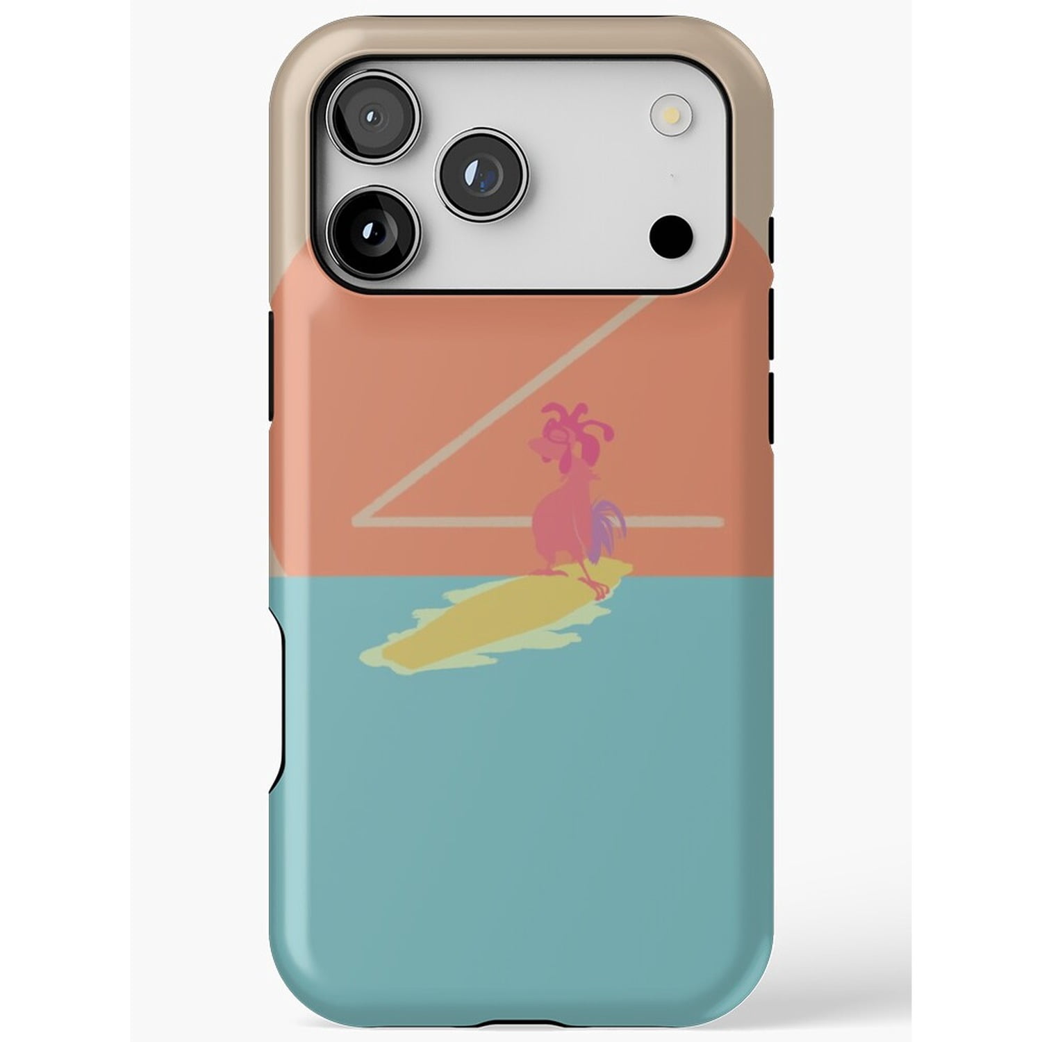 Stylized Rooster with Angular Line, Teal and Coral Tough Case for Apple ...